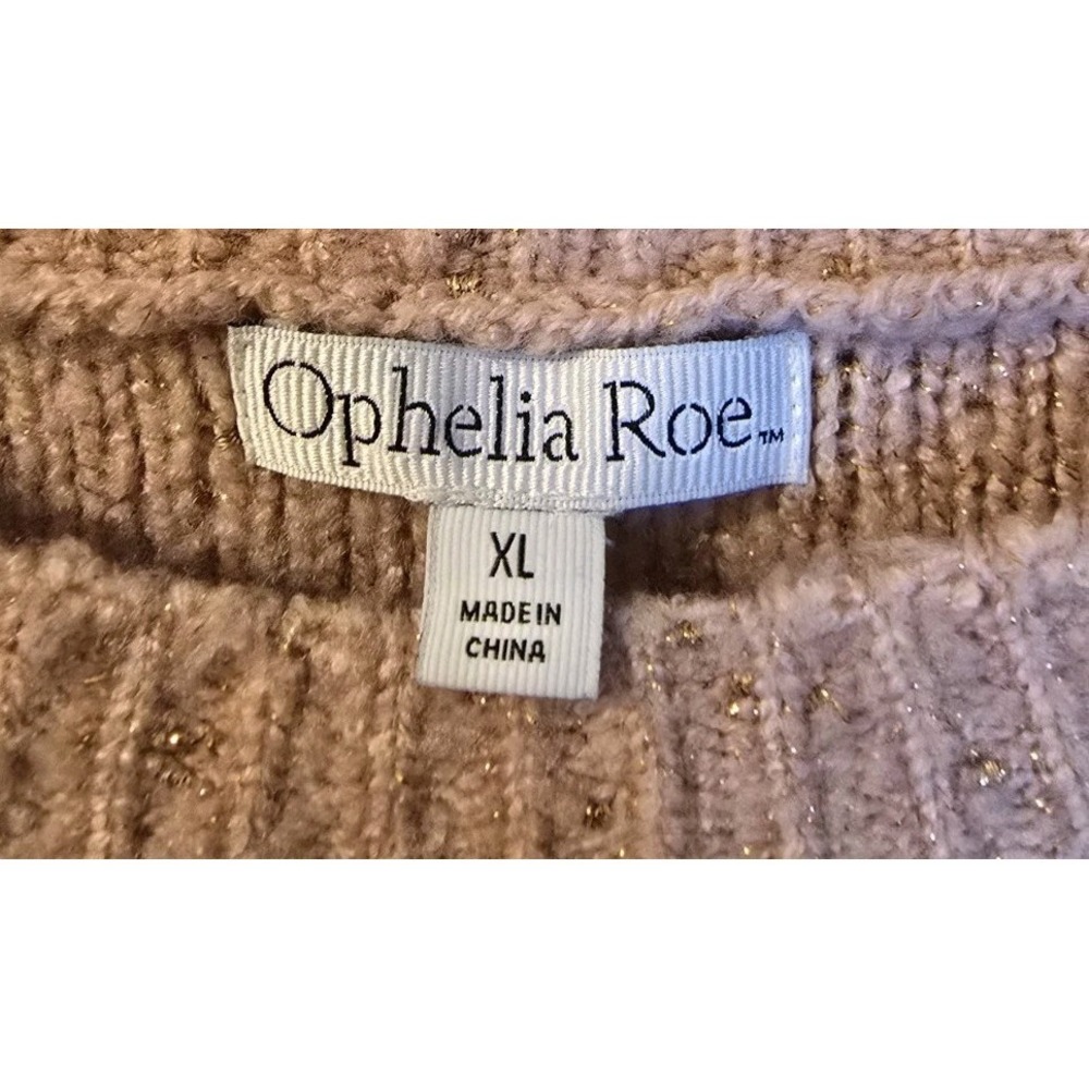 Ophelia Roe Sweater Womens Size XL Light Pink With Gold Flecks Oversized Cottage - Picture 4 of 6